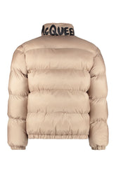 Logo print short down jacket